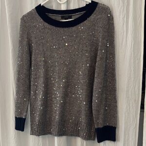 J. Crew Charcoal Sequin Crew Neck Sweater